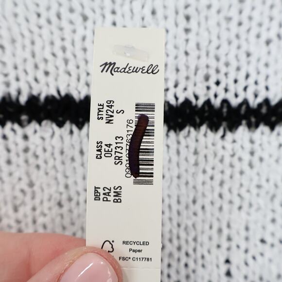 Madewell Boatneck Pullover Sweater Black Mini Stripe Size Small NWT - Picture 5 of 8
